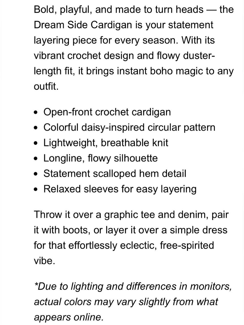 Crochet Multi-Color Cardigan - Picture 6 of 10